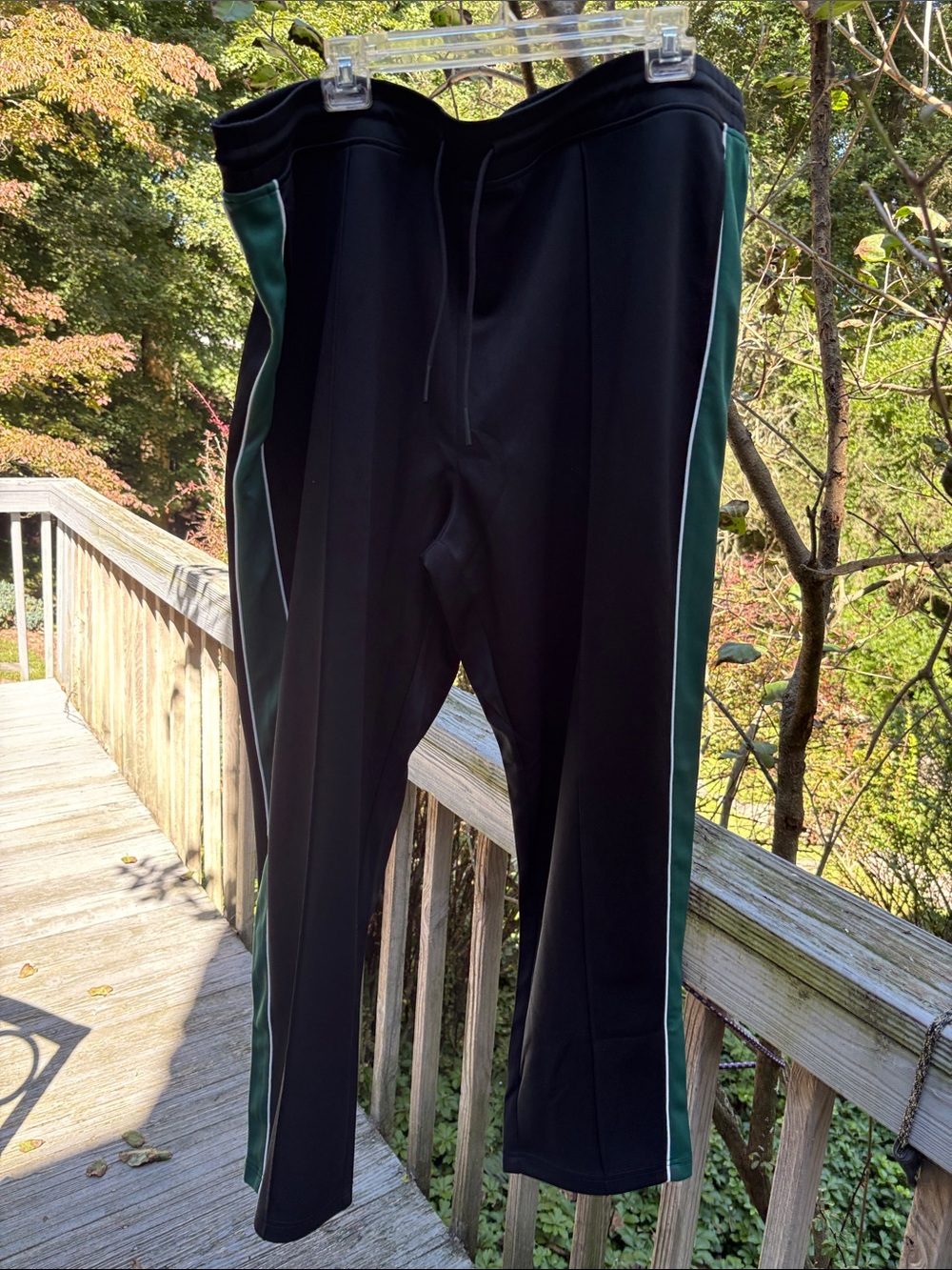 Original Use Black Joggers with Green Side Panels